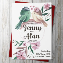 Love Birds 2 Anniversary Card (Personalise)
