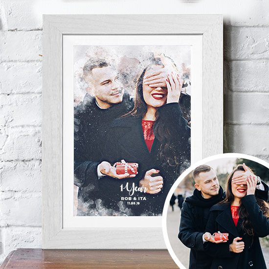 Anniversary Photo to Watercoloured Artwork