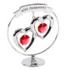 40th Anniversary - Crystocraft Chrome Circle Ring with 2 Hearts