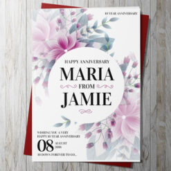 Floral Wishes Anniversary Card Personalise