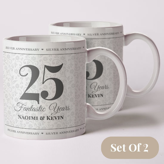 25th anniversary hamper personalised mugs