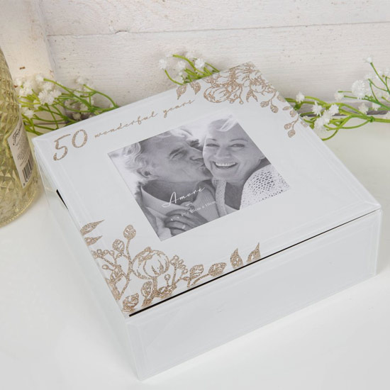 Amore 50 Wonderful Years Glass Trinket Box With Frame