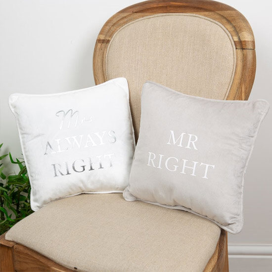 Amore Luxury Set of Mr Right & Mrs Always Right Cushions
