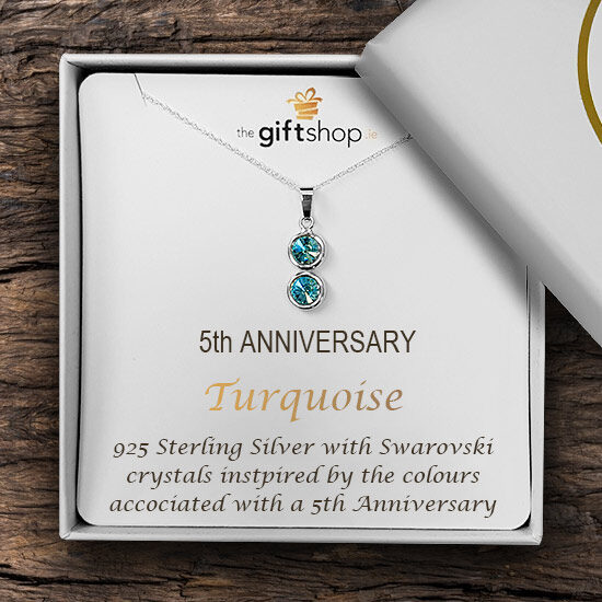 5th Anniversary Pendant Necklace Sterling Silver with Swarovski