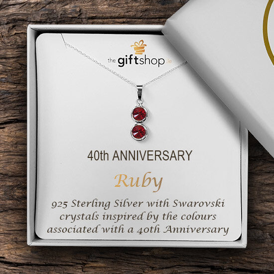 40th Anniversary Pendant Necklace Sterling Silver with Swarovski