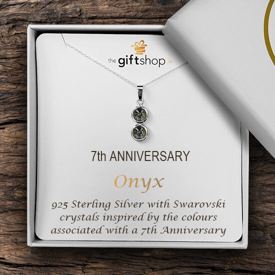7th Anniversary Pendant Necklace Sterling Silver with Swarovski