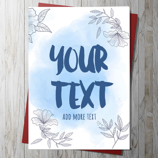 your own text card blue