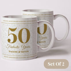 50th anniversary hamper personalised mugs