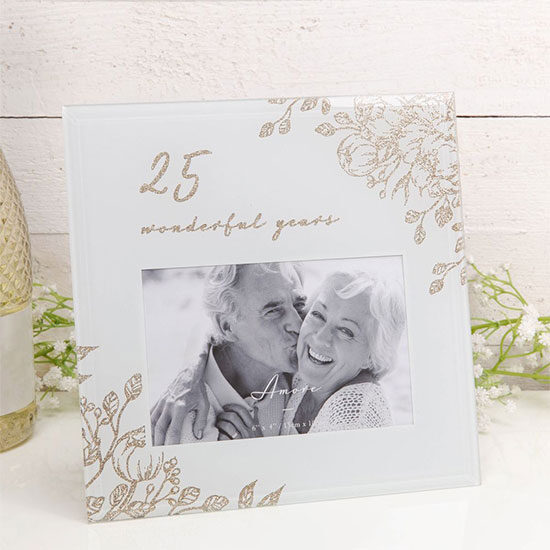 6 x 4 AMORE BY JULIANA-Gold Floral Frame 25 Years