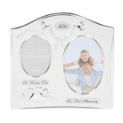 2 Tone Silver Plated Double Photo Frame - 30th Anniversary