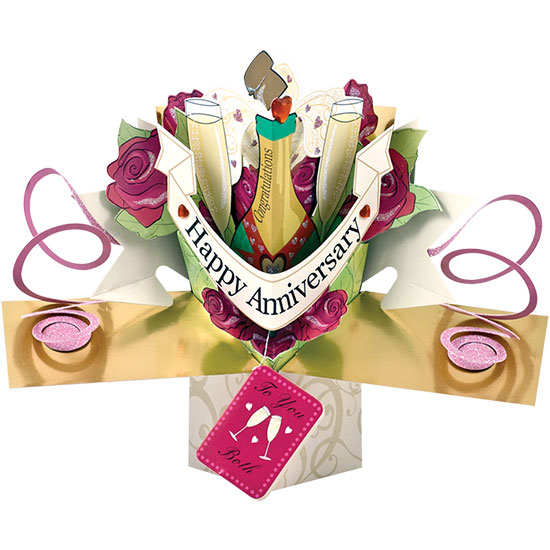 Happy Anniversary Pop Up Card (Roses & Champagne)
