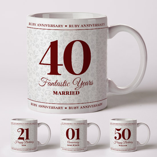 Celebration Mug 3 (Personalise) Anniversary or Birthday