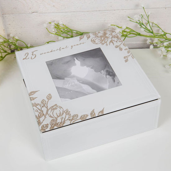 Amore 25 Wonderful Years Glass Trinket Box With Frame