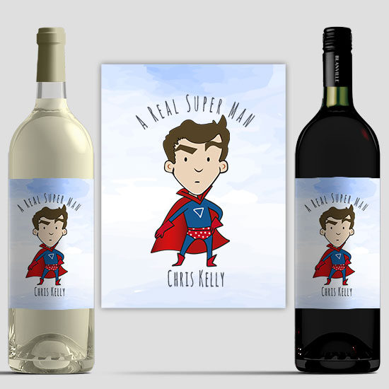 A Real Super Man Personalised Wine