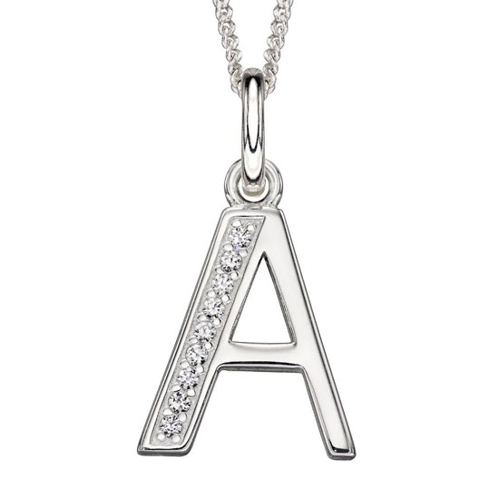 Art Deco Initial A-Z Pendants With Sliver Diamond Cut Curb Chain - Image 2