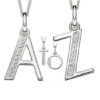 Art Deco Initial A-Z Pendants With Sliver Diamond Cut Curb Chain