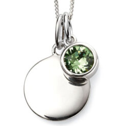 August Birthstone and engravable disc necklace