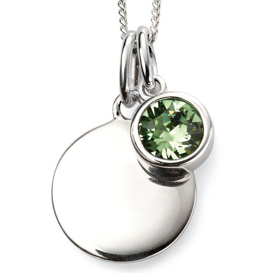 August Birthstone and engravable disc necklace