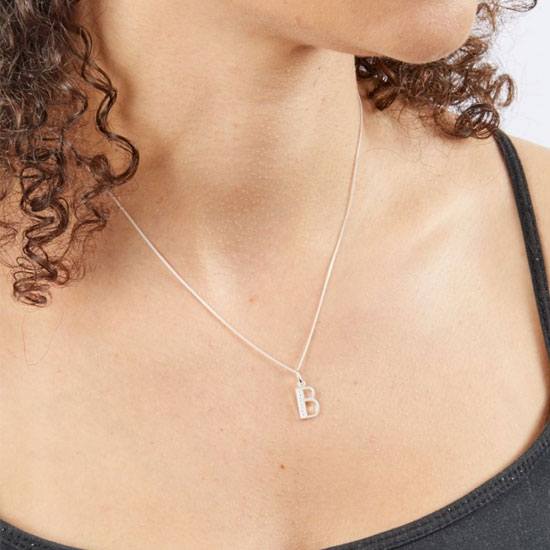 Art Deco Initial A-Z Pendants With Sliver Diamond Cut Curb Chain - Image 5