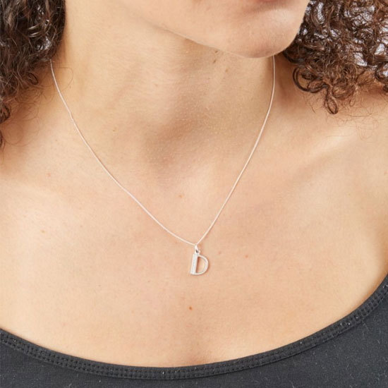 Art Deco Initial A-Z Pendants With Sliver Diamond Cut Curb Chain - Image 9