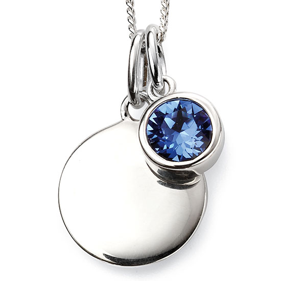 December Birthstone and engravable disc necklace
