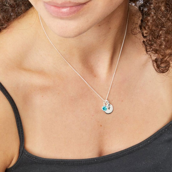 December Birthstone and engravable disc necklace - Image 2
