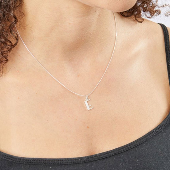 Art Deco Initial A-Z Pendants With Sliver Diamond Cut Curb Chain - Image 11