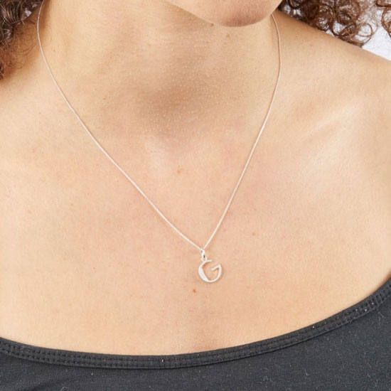 Art Deco Initial A-Z Pendants With Sliver Diamond Cut Curb Chain - Image 15