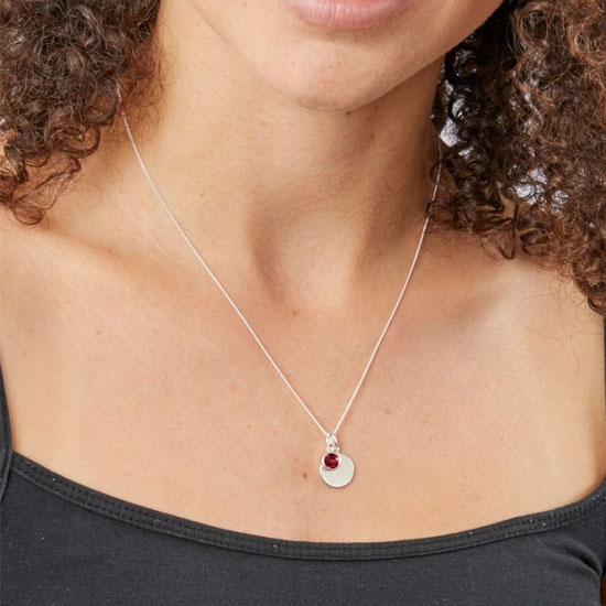 July Birthstone and engravable disc necklace - Image 2