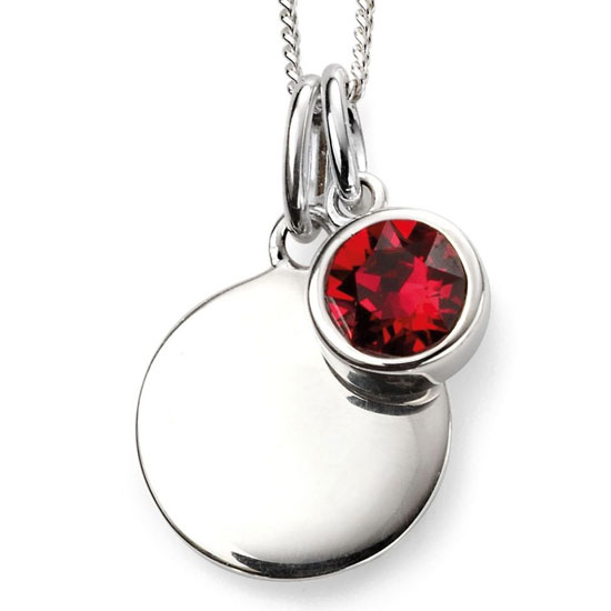 July Birthstone and engravable disc necklace