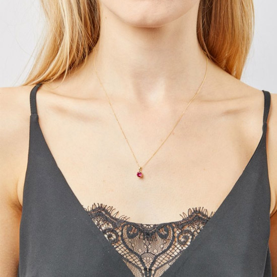 July Birthstone - Red Ruby set into 9ct yellow gold with chain - Image 5