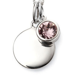 June Birthstone and engravable disc necklace