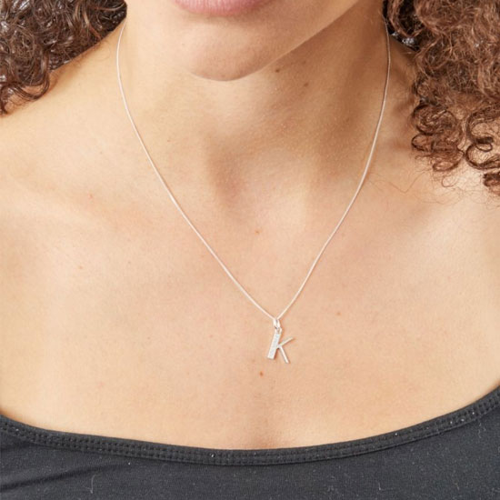 Art Deco Initial A-Z Pendants With Sliver Diamond Cut Curb Chain - Image 23