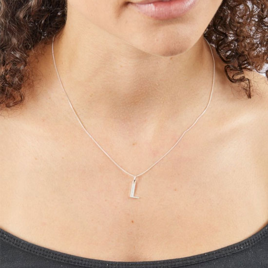 Art Deco Initial A-Z Pendants With Sliver Diamond Cut Curb Chain - Image 25