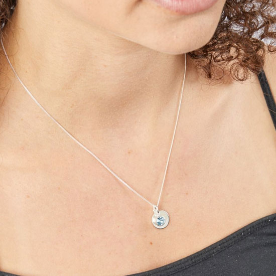 March Birthstone and engravable disc necklace - Image 2