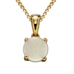 October Birthstone - Opal stone set into 9ct yellow gold with chain