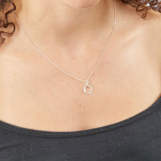 Art Deco Initial A-Z Pendants With Sliver Diamond Cut Curb Chain - Image 35