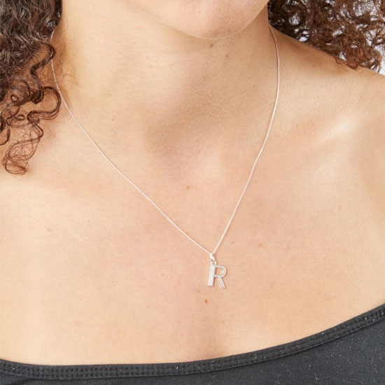 Art Deco Initial A-Z Pendants With Sliver Diamond Cut Curb Chain - Image 37