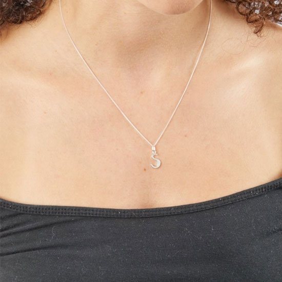 Art Deco Initial A-Z Pendants With Sliver Diamond Cut Curb Chain - Image 39