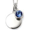 September Birthstone and engravable disc necklace