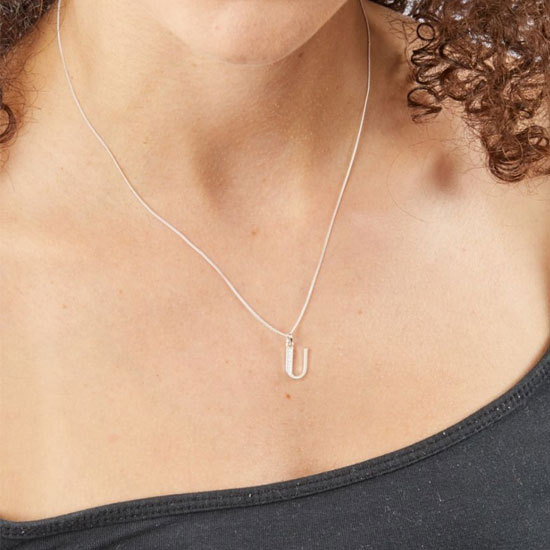 Art Deco Initial A-Z Pendants With Sliver Diamond Cut Curb Chain - Image 43