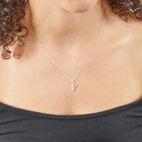 Art Deco Initial A-Z Pendants With Sliver Diamond Cut Curb Chain - Image 45