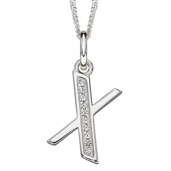 Art Deco Initial A-Z Pendants With Sliver Diamond Cut Curb Chain - Image 48
