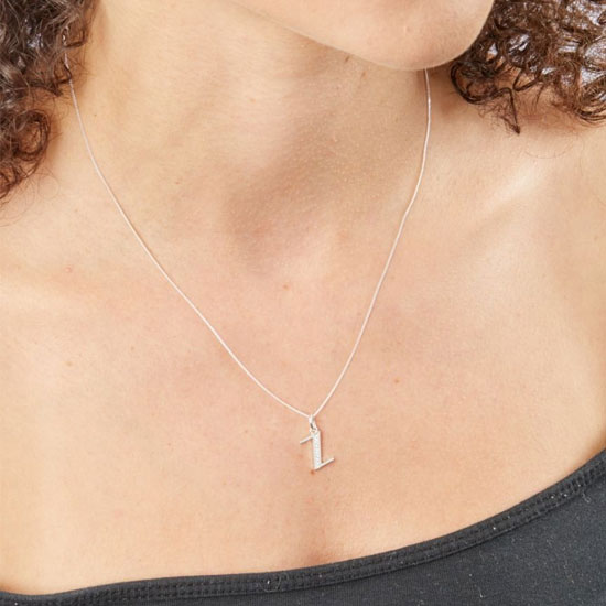 Art Deco Initial A-Z Pendants With Sliver Diamond Cut Curb Chain - Image 53