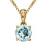 March Birthstone - Aquamarine stone set into 9ct yellow gold with chain