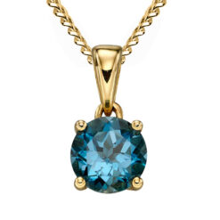 December Birthstone - London Blue Topaz stone set into 9ct yellow gold