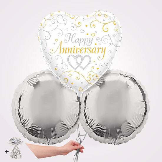 Heart Shape Anniversary Foil Heart Balloon Bouquet