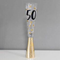 50th Prosecco Glass With Metallic Gold