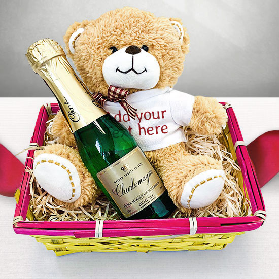 Personalised Teddy & Mini Champagne Hamper