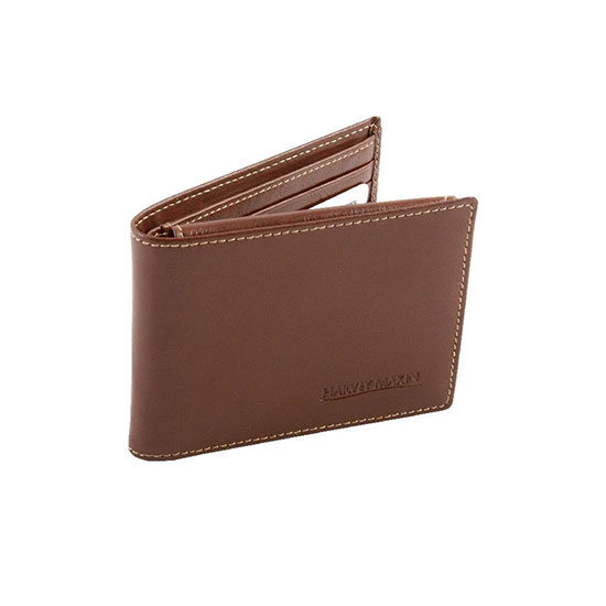 Harvey Makin Brown Wallet with Embossed Logo